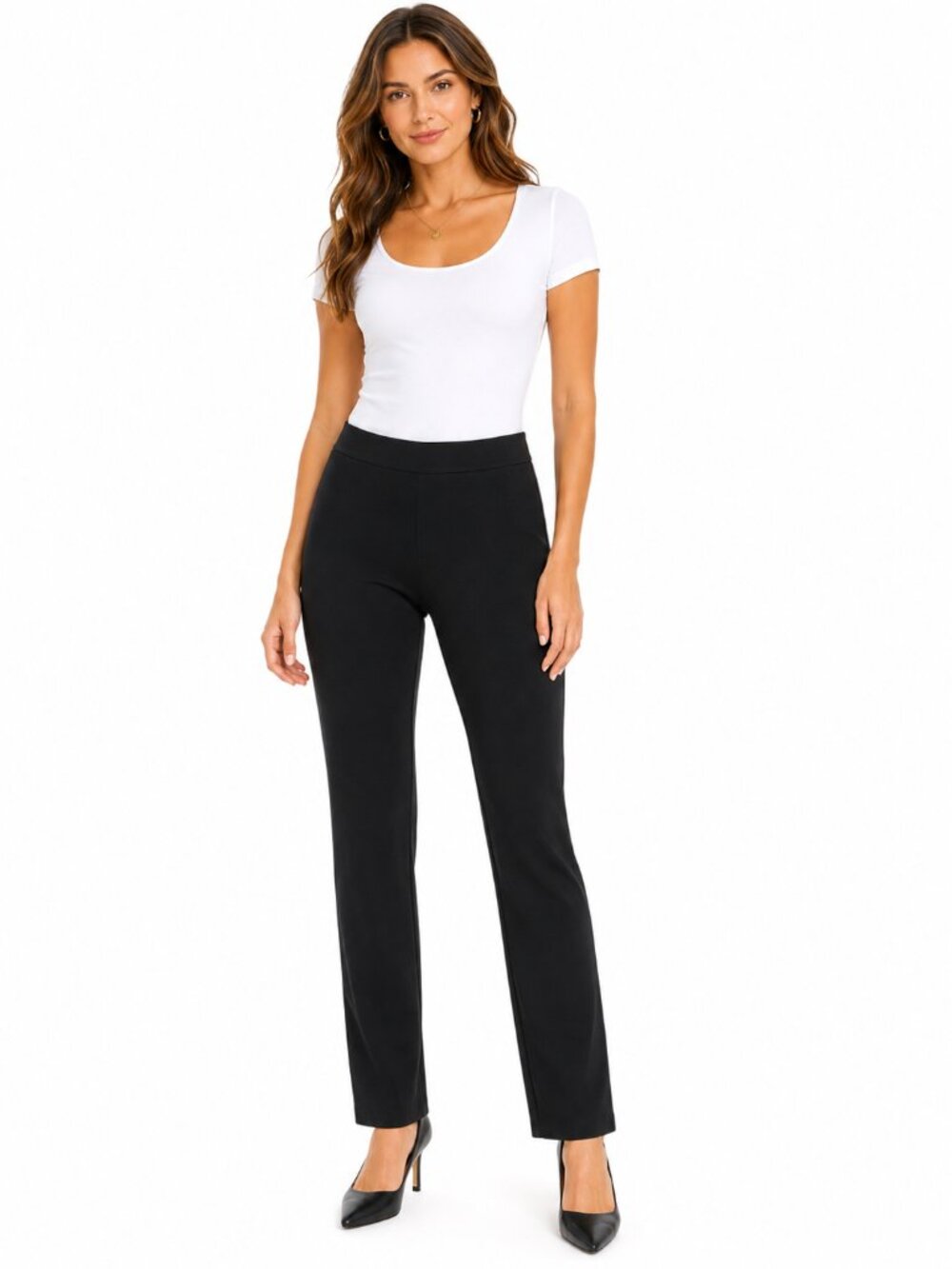 SPANX Smooth PerfectFit Ponte Slim Straight Leg Pants Black 20254R Medium M